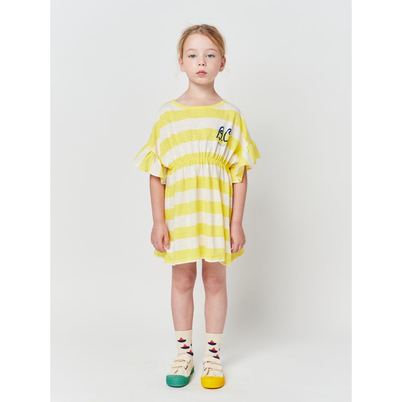 Bobo Choses Yellow Stripes Ruffle Dress | Mädchen Kleid