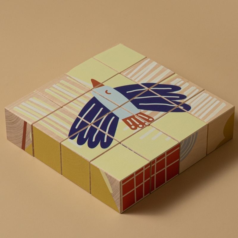 Aufgebautes MinMin Copenhagen Story Cubes | Kinder Holzspielzeug