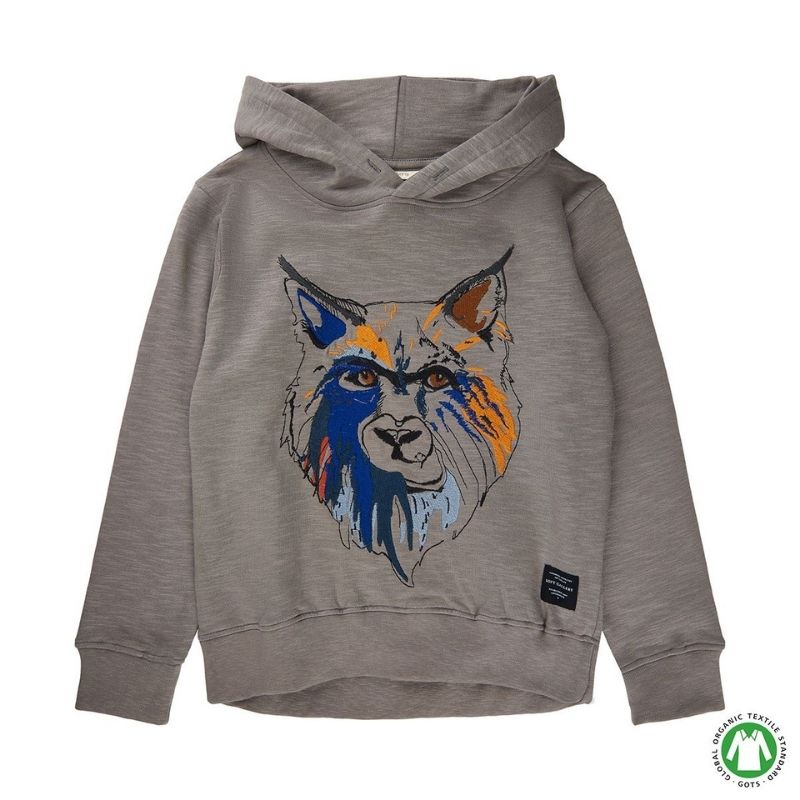 Vorderseite Hoodie mit Print in grau