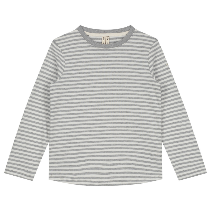 Langarmshirt grau weiß gestreift