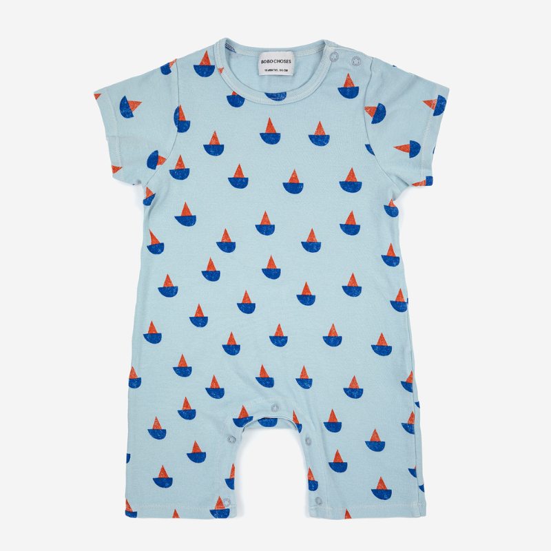 Sail Boat All Over Playsuit | Baby Einteiler