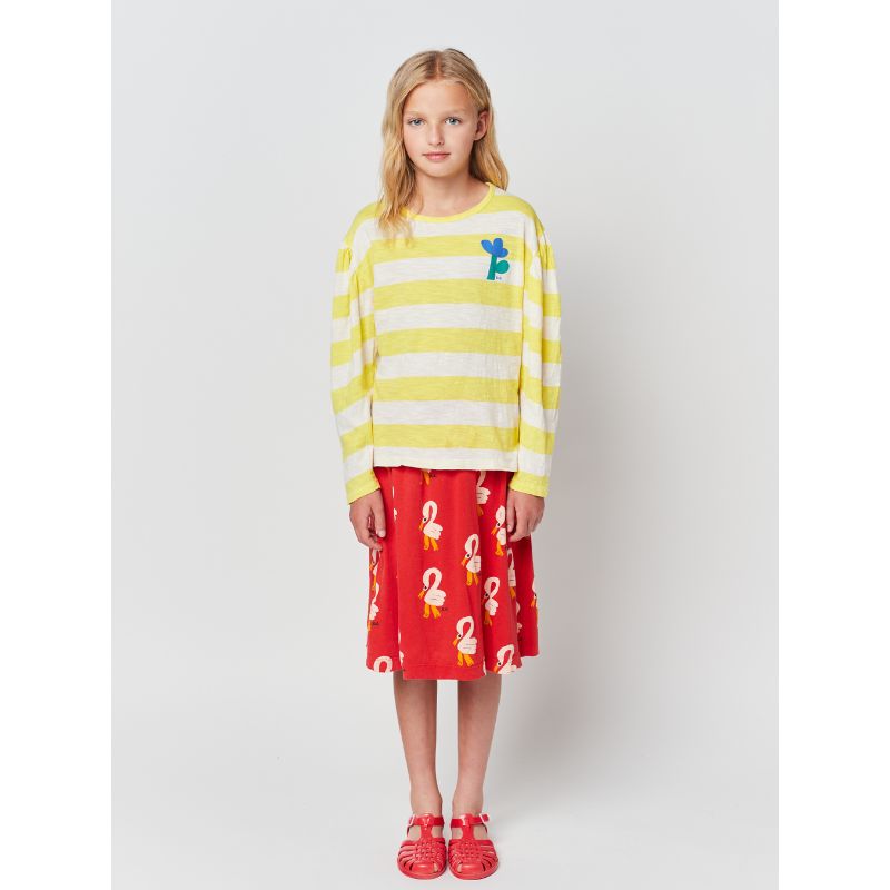Bobo Choses Yellow Stripes Long Gathered Sleeve T-Shirt | Kinder T-Shirt