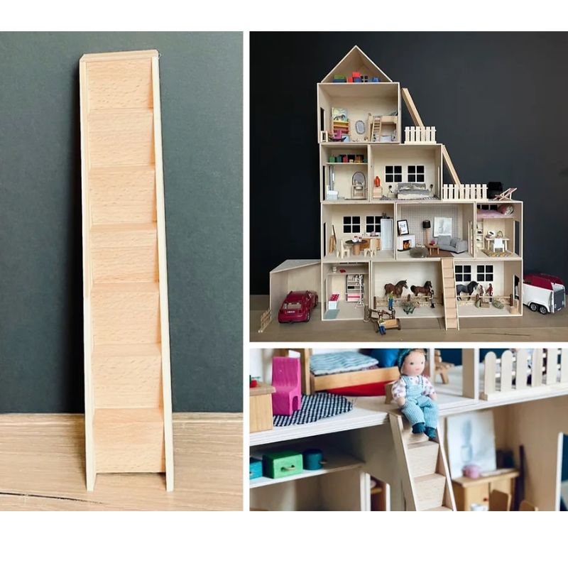 Wertigwerk Puppenhaus Zubehör | Treppe aus Holz