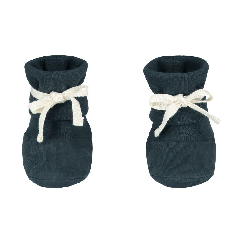 Gray Label Baby Ribbed Booties | Baby Schühchen mit Zugband blue grey