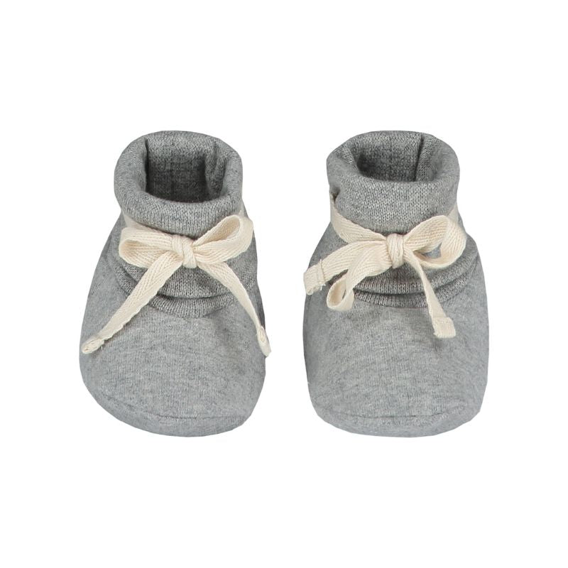 Gray Label Baby Ribbed Booties | Baby Schühchen mit Zugband grey melange