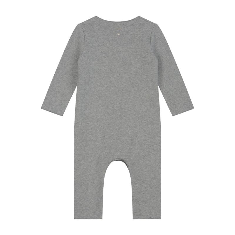 Gray Label Baby Suit with Snaps | Baby Strampler mit Druckknöpfen grey melange von hinten