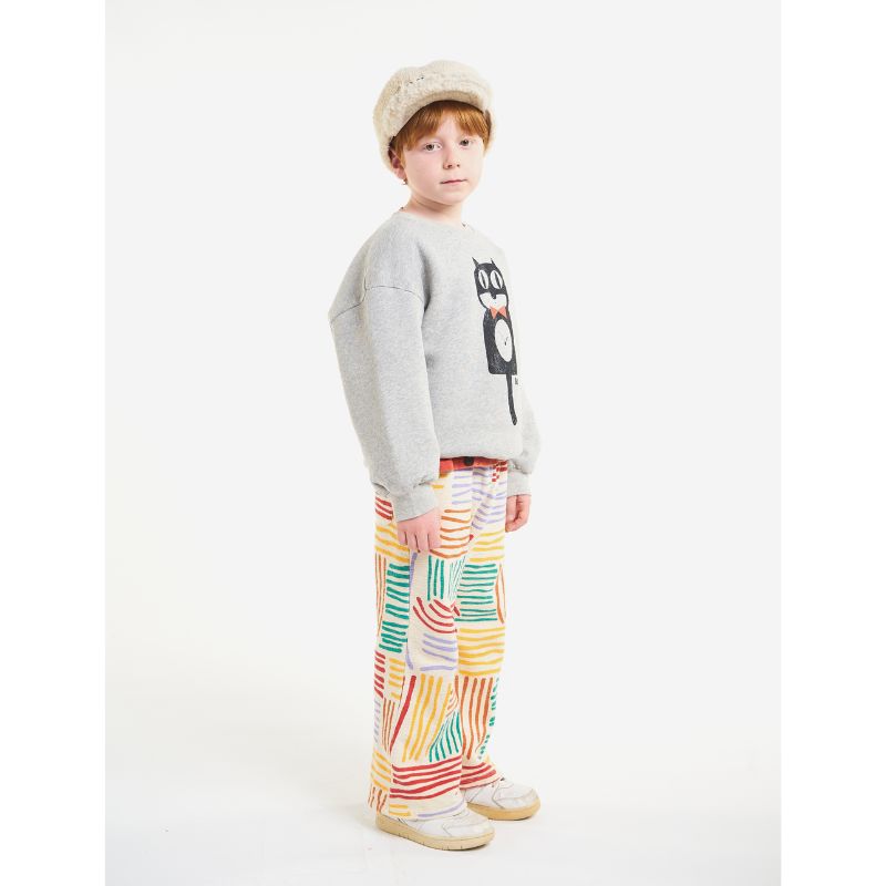 Bobo choses Cat O'Clock Grey Melange Sweatshirt | Kinder Sweater