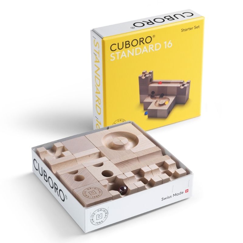 Cuboro Standard 16 | Kinder Murmelbahn offene Packung