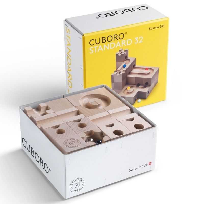 Cuboro Standard 32 | Kinder Murmelbahn offene Packung