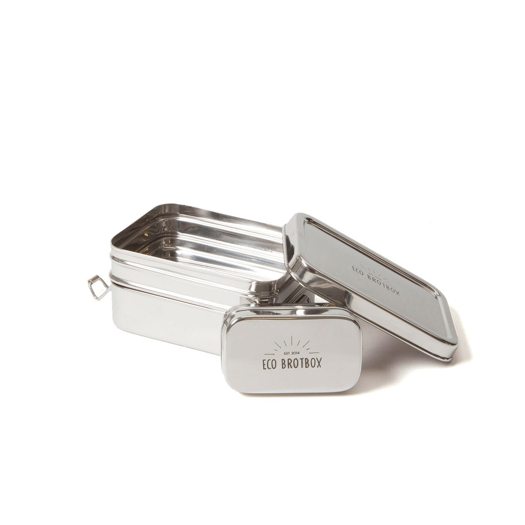 HeyJune Concept Store - Doppeldecker Edelstahl Lunchbox (0,9l) inkl. Snackbox (0,1l) von ECO Brotbox 