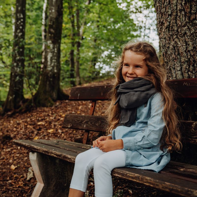 Halstuch Kind aus Bio Musselin | anthrazit