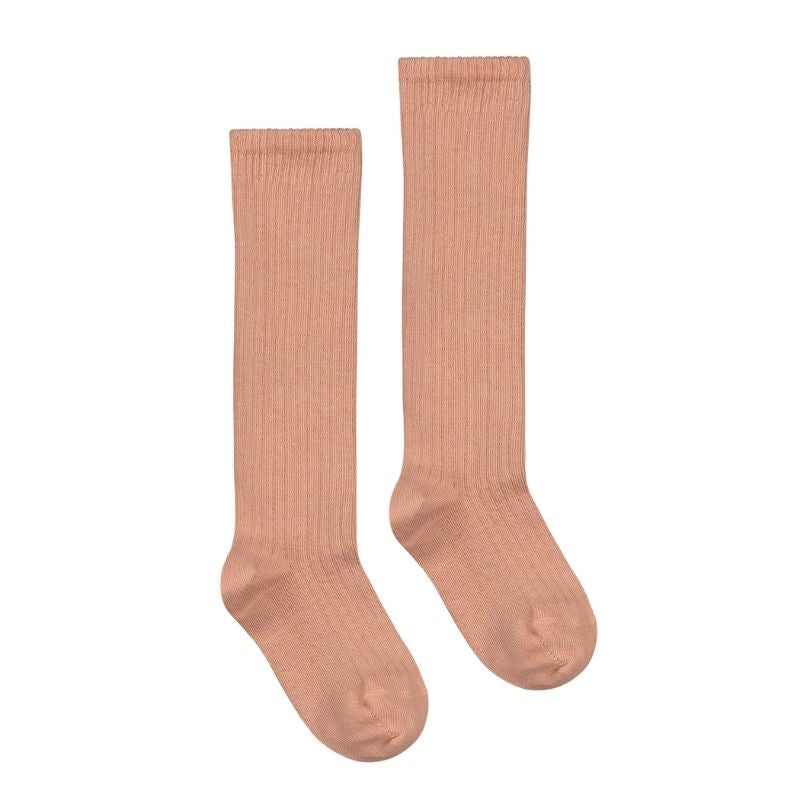 Lange gerippte Socken in rosa