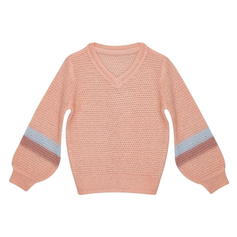 Little Hedonist V-Neck Knitted Jersey Sandy | Mädchen Pullover