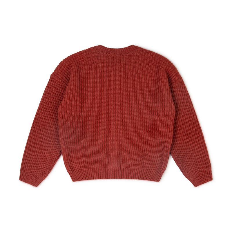 Nico Cardigan | Kinder Strickjacke oxide red von hinten