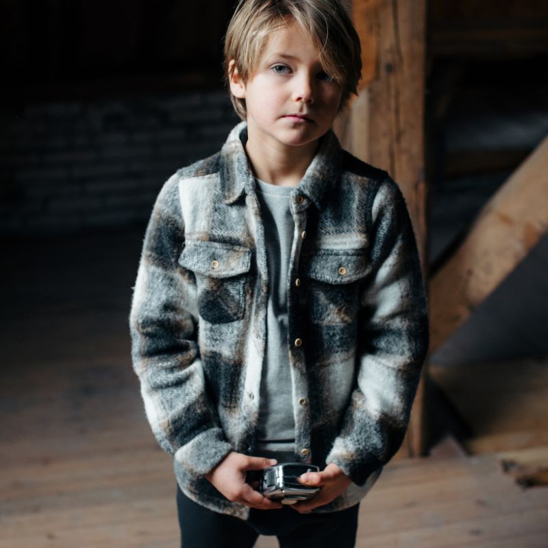 Little Hedonist Overshirt Kris Flanel Jaqcuard | Kinder Flanellhemd
